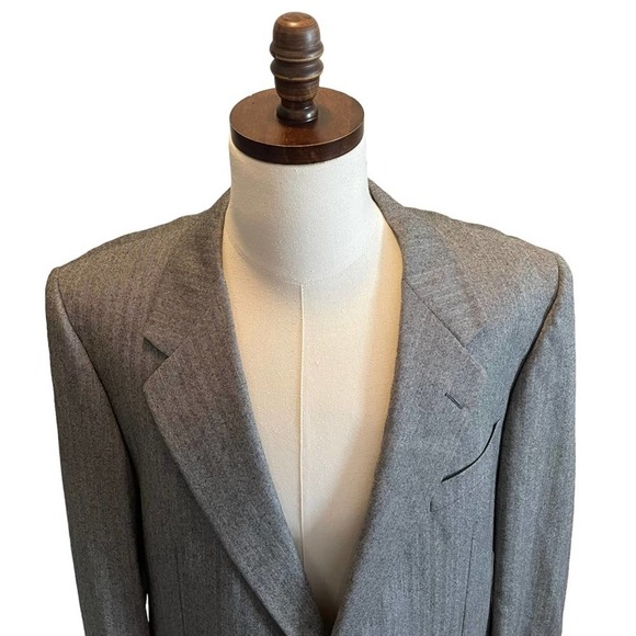 Hickey Freeman Suit Jacket Blazer Gray Size 48R Boardroom Herringbone Wool NWT - Picture 2 of 14